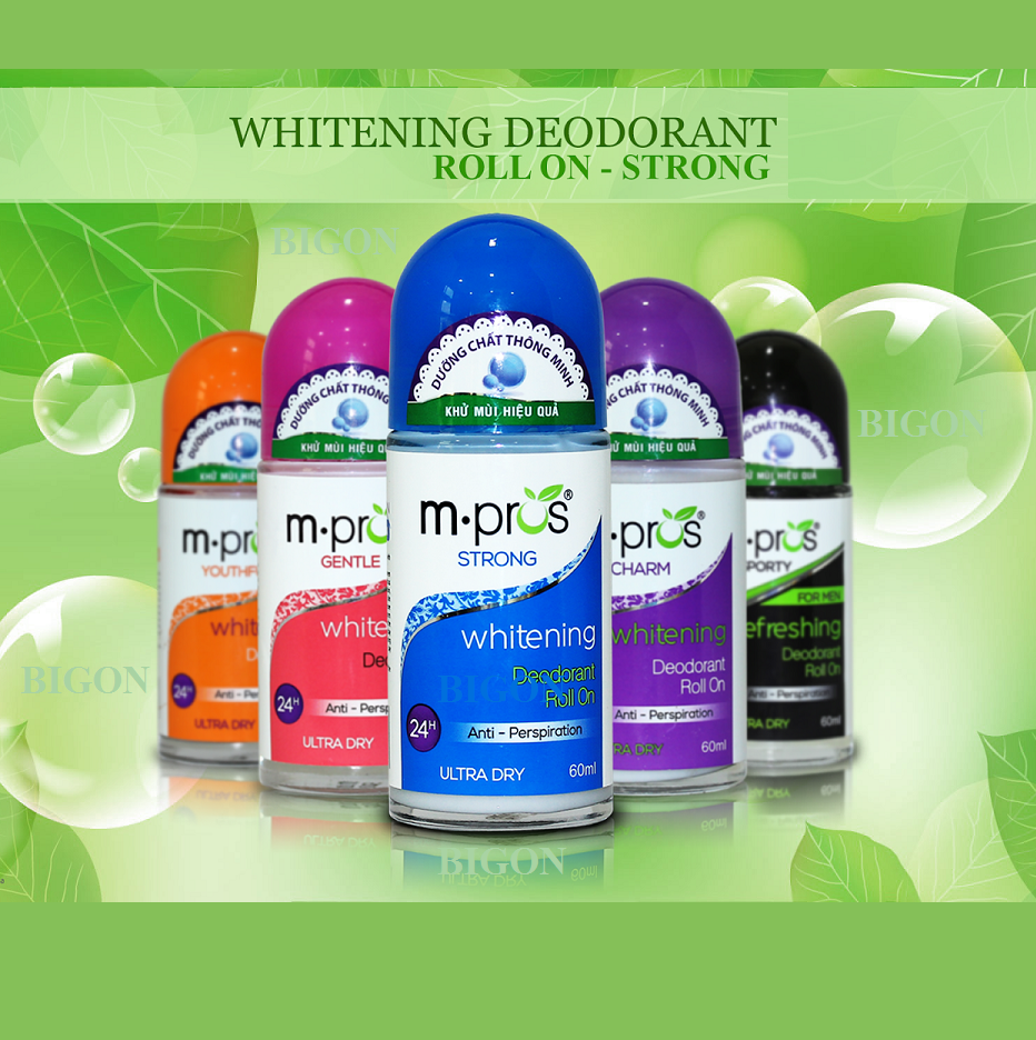 Lăn Khử Mùi M.Pros 60ml - Trắng Mịn - Năng Động - Khử Mùi Hiệu Quả