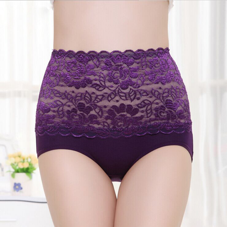 Quần lót nữ cotton phối ren cạp cao gen bụng cho người béo dưới 75kg