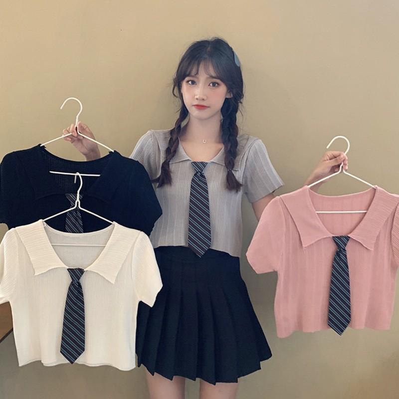 Áo croptop kiểu ngắn tay Hàn Quốc C04 - Maoshop