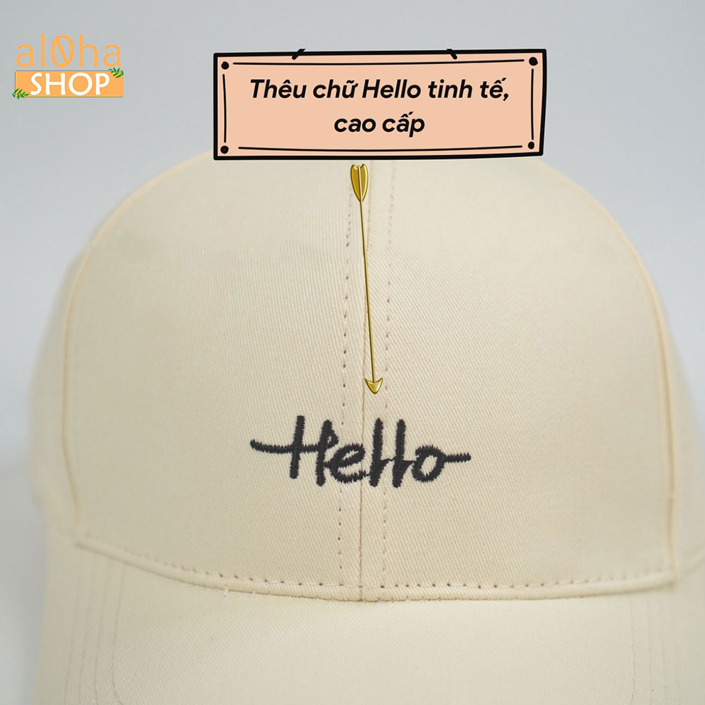 Nón Ulzzang thêu chữ Hello - mũ lưỡi trai unisex nam nữ chống nắng - al0ha Shop