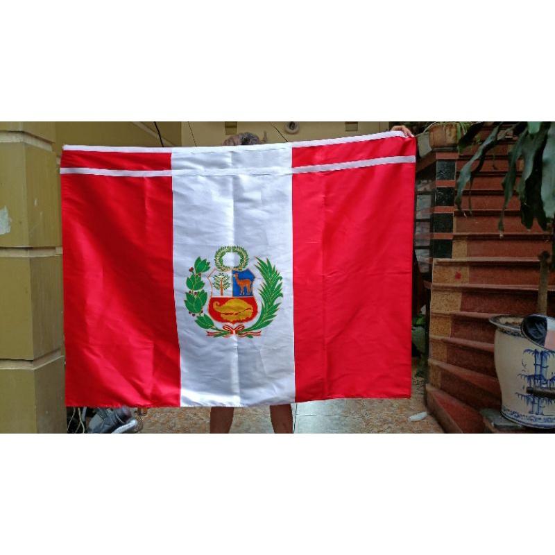 Quốc kỳ Peru 1x1,5m in chuyển nhiệt may theo yêu cầu