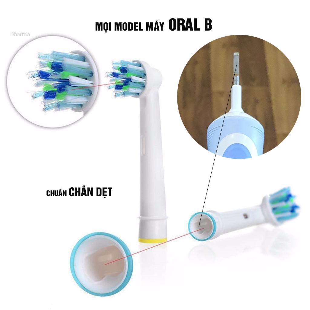 Cho máy Oral B Braun Cross Action EB-50A, Set 4 cái/ vỉ, Bộ 4 đầu bàn chải đánh răng điện đánh tan mảng bám. Tặng kèm móc khóa – Minh House