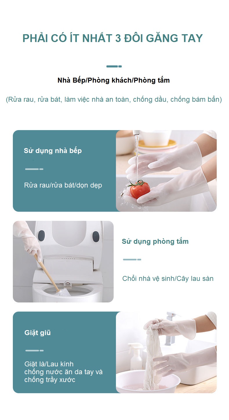 Găng Tay Cao Su Đa Năng Siêu Bền-Dùng Rửa Bát, Giặt Giũ, Vệ Sinh Nhà Cửa-Hàng Chính Hãng