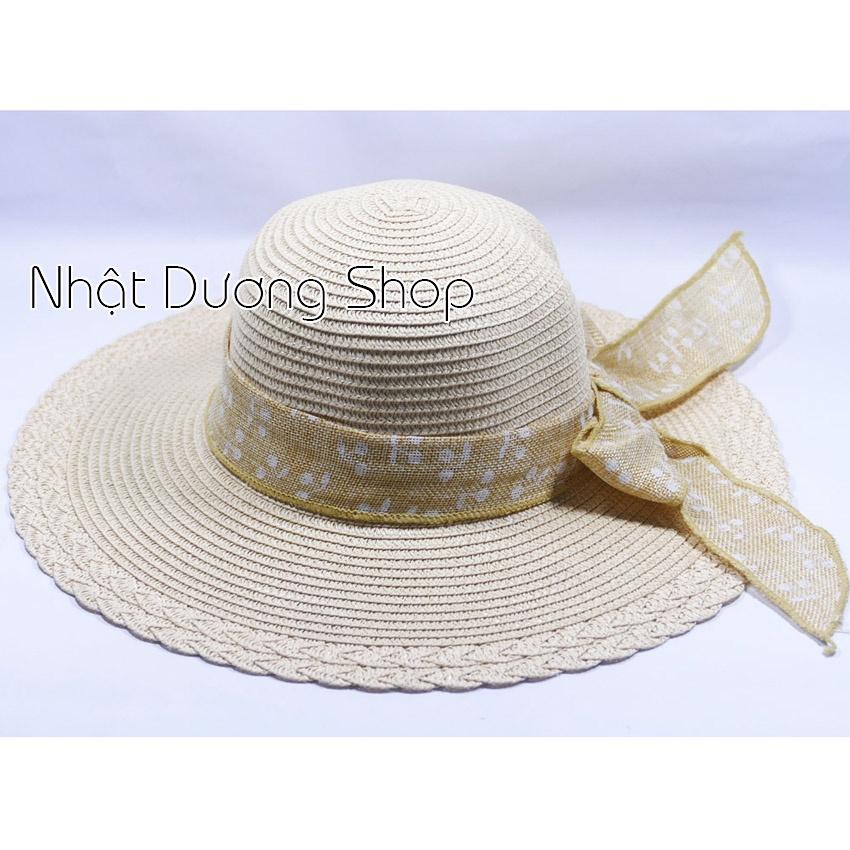 Mũ cói NƠ TO vành rộng 9cm, vòng đầu 57 cm - chất liệu vải cói đẹp thích hợp cho chị em phụ nữ