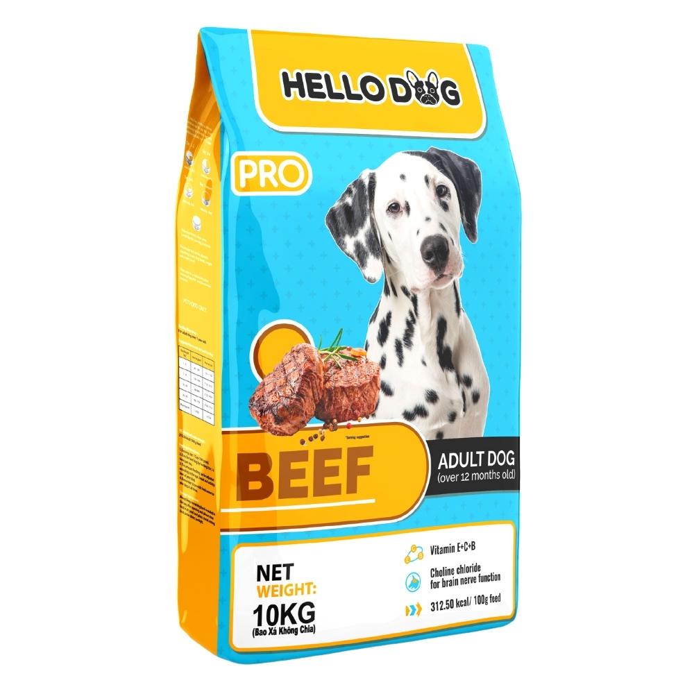 Thức Ăn Cho Chó Vị Bò Nướng Hello Dog Beef Bao Xá 10KG