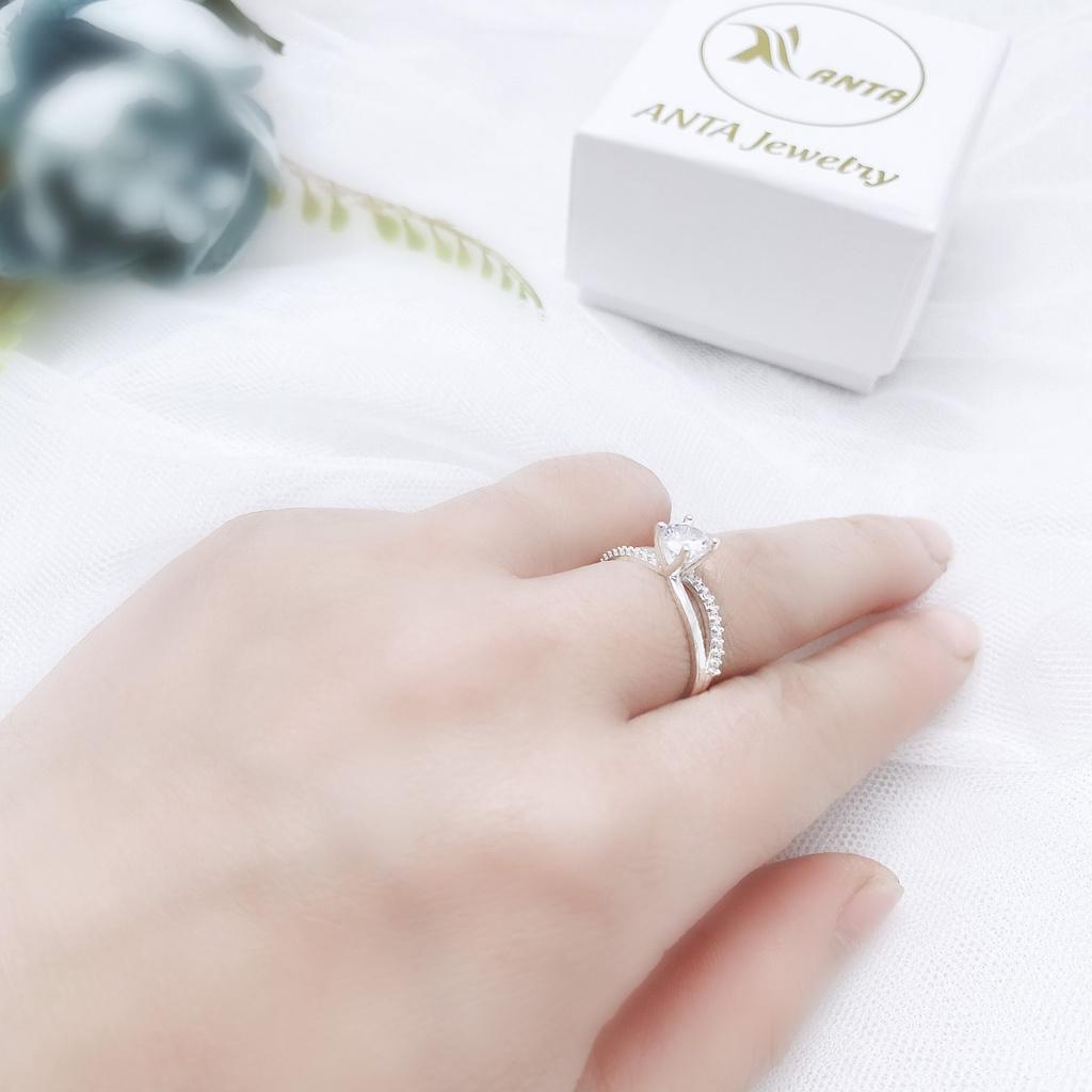 Nhẫn bạc ATJ9034 , nhẫn nữ đính đá thân chéo ANTA Jewelry