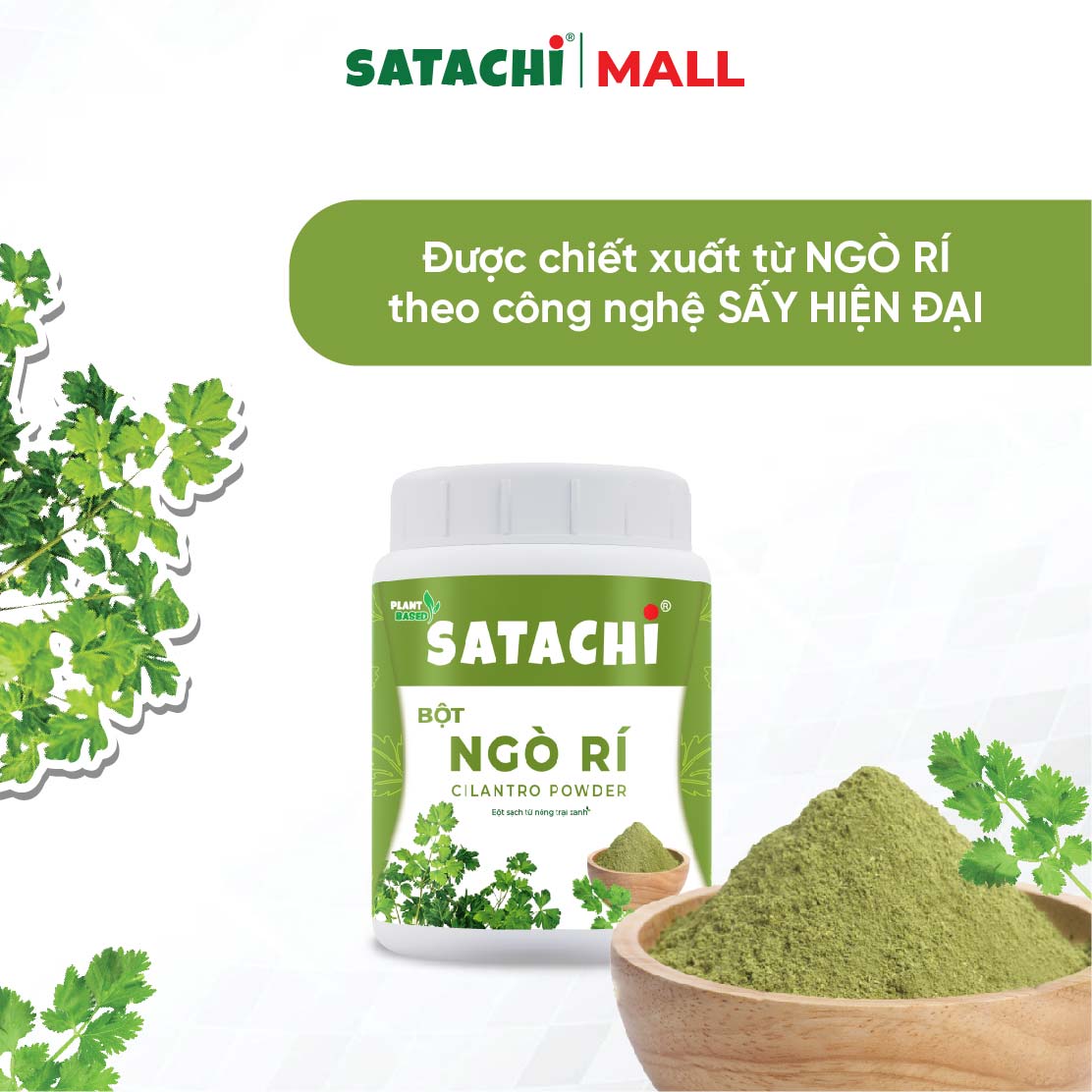 Bột Ngò Rí Nguyên Chất SATACHI – 100% ngò rí tươi, không đường – Hộp 86g