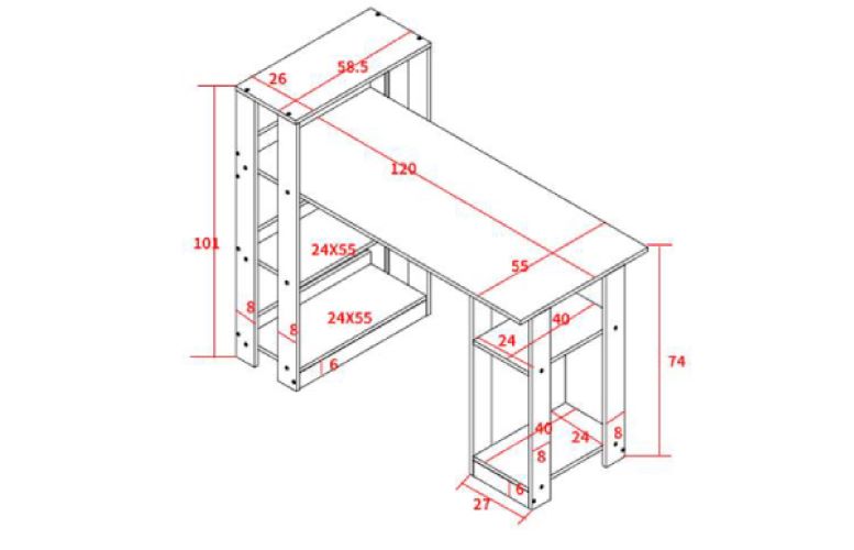 Bàn làm việc gỗ - bàn học kèm giá sách rộng rãi BH-14