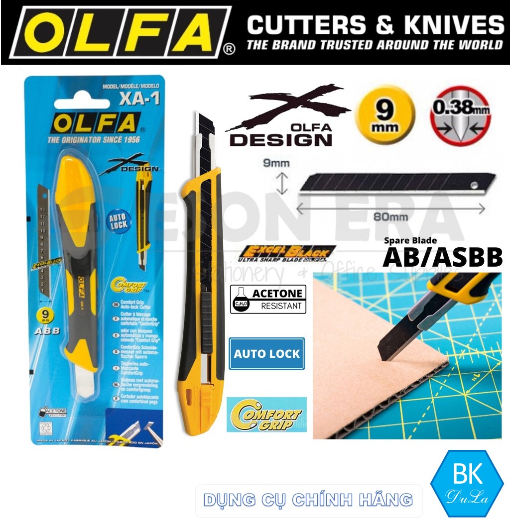 Dao cắt-dao rọc giấy- khóa tự động 9mm OLFA XA-1 GENUINE- MADE IN JAPAN
