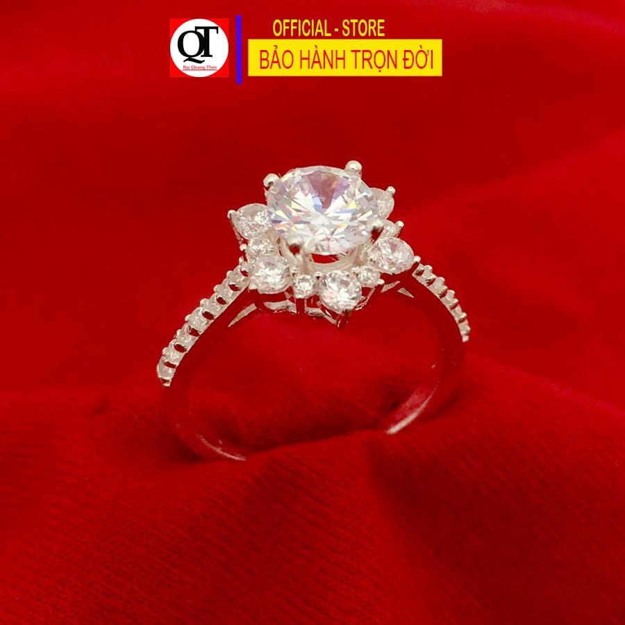 Nhẫn nữ bạc thời trang thân nhỏ gắn đá cobic trăng cao cấp trang sức Bạc Quang Thản - QTNU76