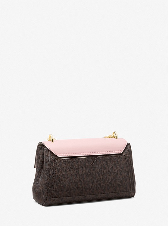 Túi MK Lita Small Two-Tone Logo and Leather Crossbody Bag