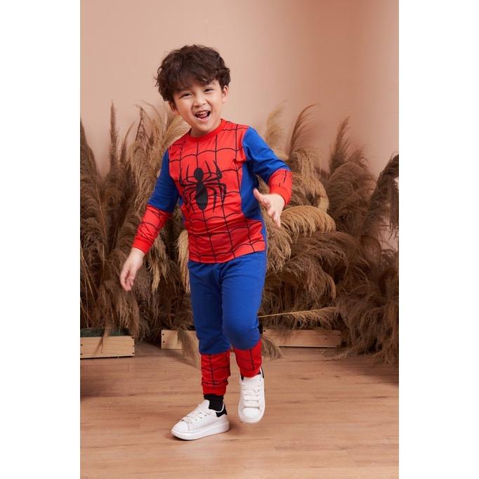 Bộ quần áo thun Spiderman dài tay bé trai Rabity 5587