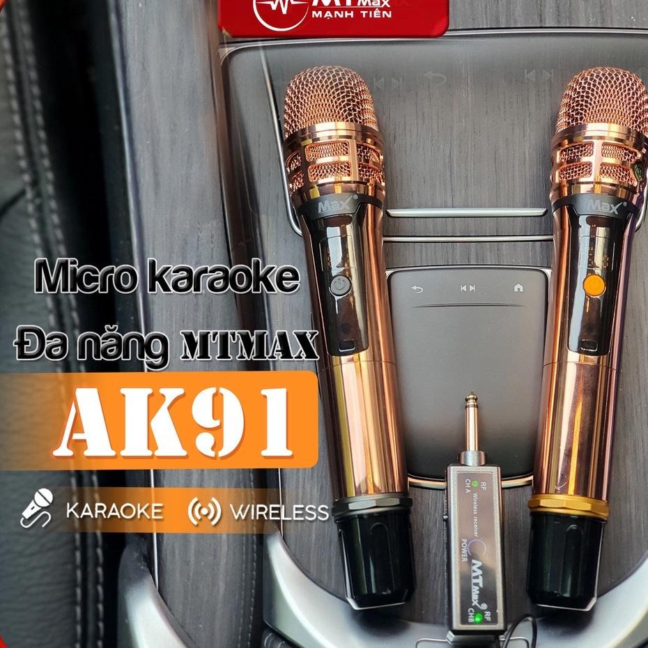 Micro Không Dây  Karaoke MTMAX AK91 Cao Cấp 2 Mic Chuyên Dùng Cho Hát Nhẹ - Màn hình Led hiển thị thông số...