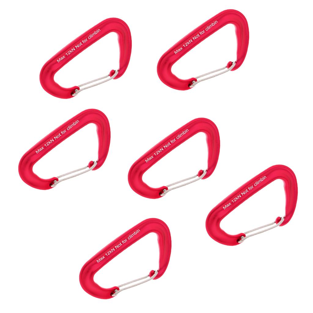 6 Pieces 2600lbs Aluminium Wire Gate Spring Clip Carabiners - Heavy Duty & Lightweight - for Hammock Camping Hiking Outdoor Backpacking