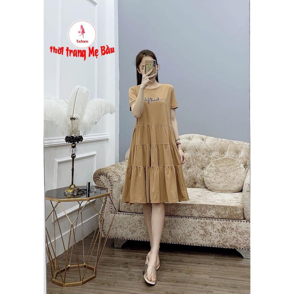 Váy bầu mùa hè nhún eo thêu Resini new 5 màu