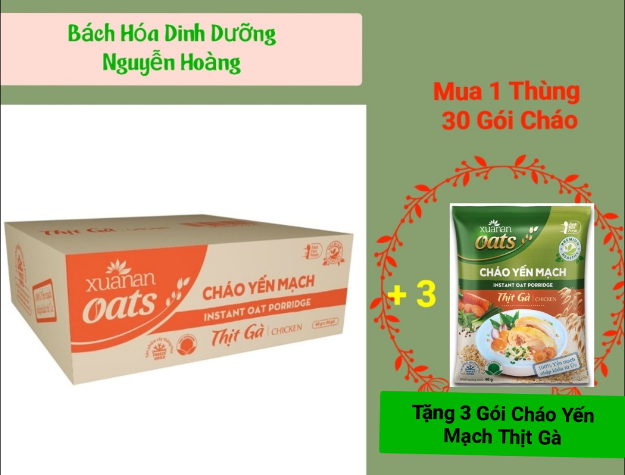 Thùng: 30 Gói Cháo Yến Mạch Thịt Gà 40g