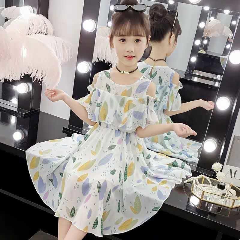 SHUANGYAN Váy cho bé gái Mùa hè 2023 Trẻ em hở vai Váy công chúa hoa nhỏ Váy mùa hè cho bé gái