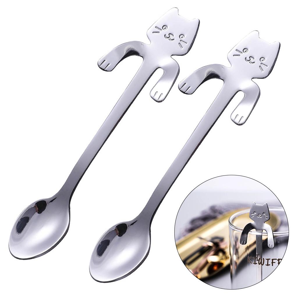 Premium Stainless Steel Coffee Spoon Mini Creative Cat Shape Iced Tea Spoon Teaspoons for Dessert Coffee Sugar Cake Ice Cream Soup Kitchen Restaurant