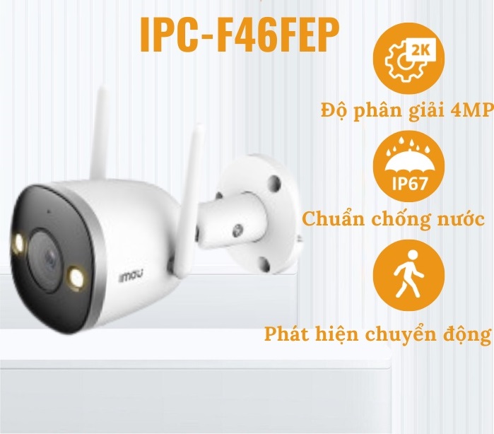 CAMERA IP IMOU F46FEP BULLET 2 PRO, VỎ SẮT, LEN 2.8MM, KẾT NỐI WIFI (Hàng chính hãng) - GA