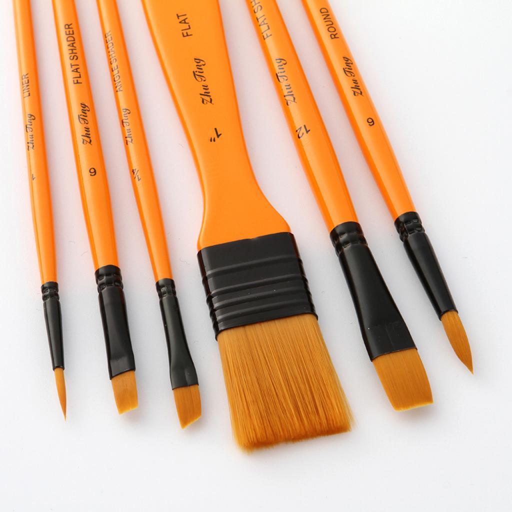 10 Wooden Handle Paint Brushes Artist Brushes Flat Brushes Oil Paint Brushes Brush Set with Zipper Storage Case Watercolor Painting Art Supplies