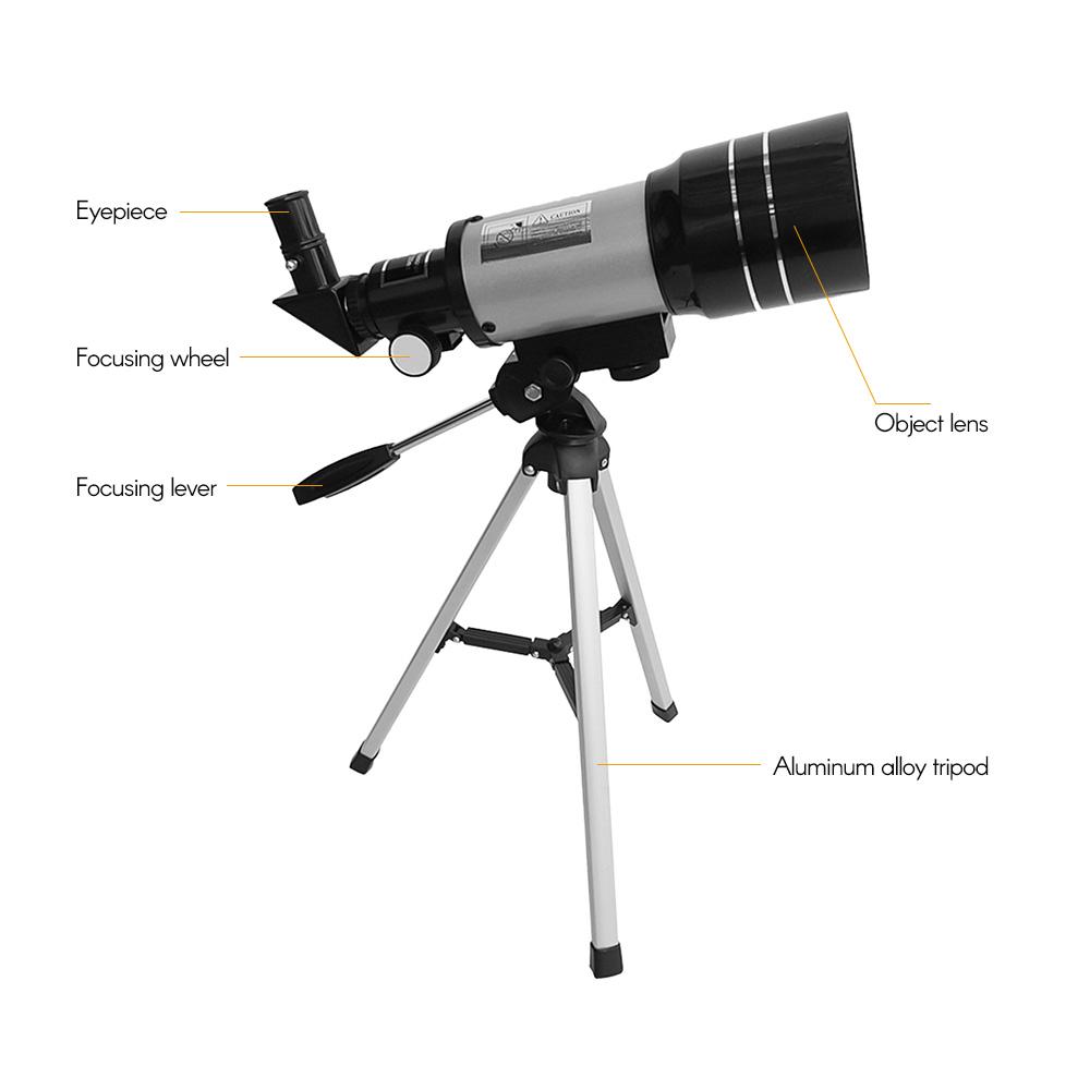 15X-150X 70mm Large Aperture Refracting Astronomic Monocular Telescope with Tripod Eyepiece Moon Filter