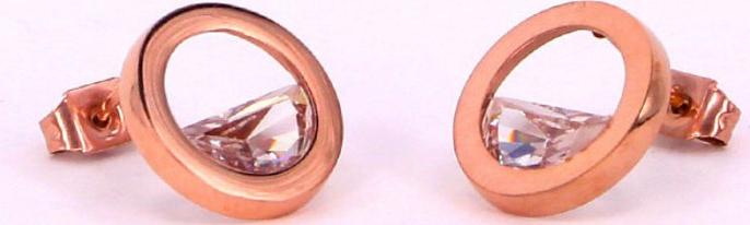 Bông Tai Hình Tròn Đính 1 Nửa Đá Titan Ko Đen TT 2230