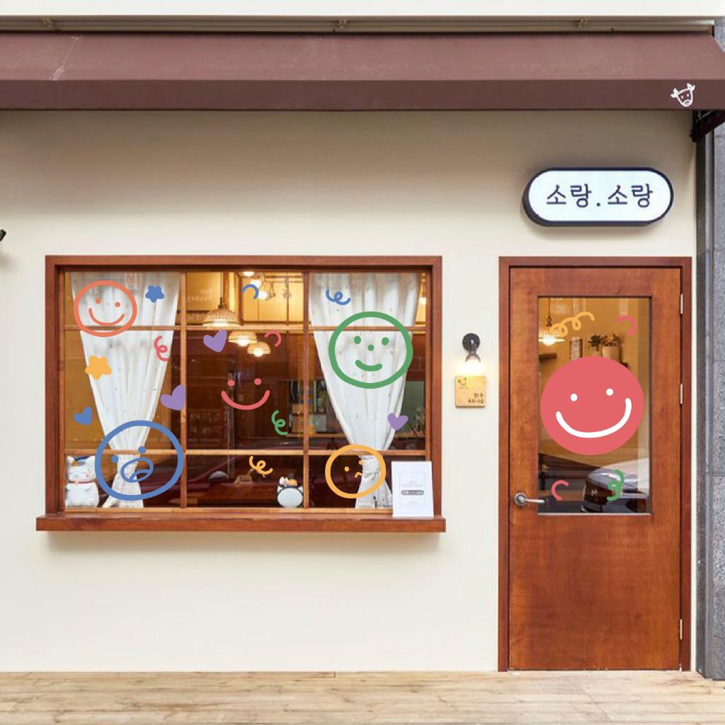 Hình dán smile aesthetic trang trí gương cửa hàng cute 5