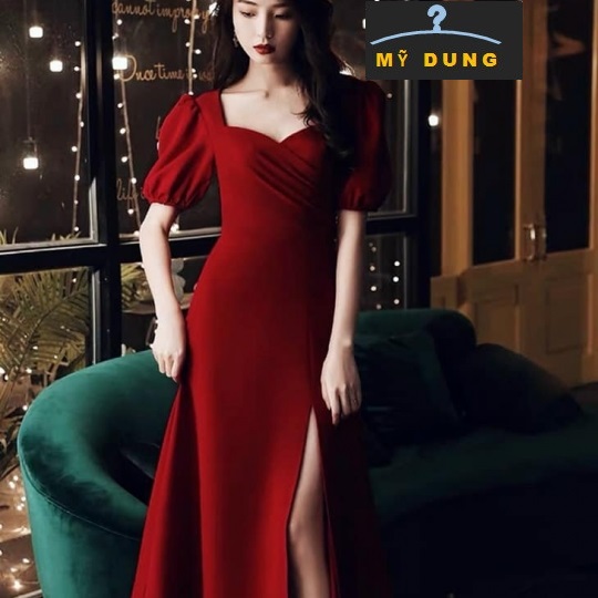 Hình ảnh ĐẦM MIDI DÁNG MAXI CỔ U TIM- TAY LỠ, XẺ ĐÙI- NHẸ NHÀNG