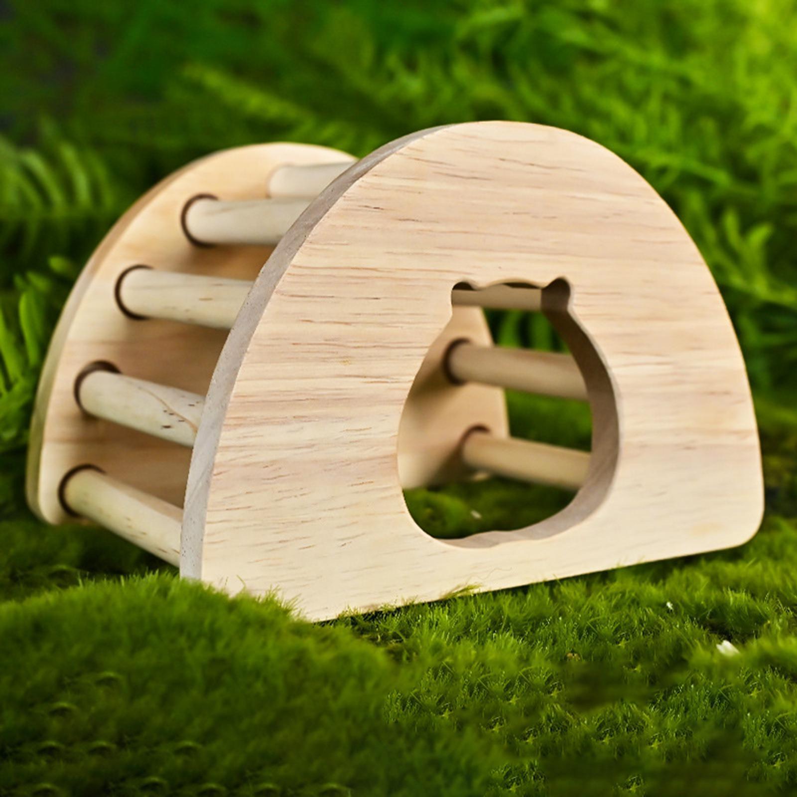 Wooden Hamster House Hideout, Playground Nest Box Hut, Furniture Climbing Toy for Chinchilla, Hedgehog, Gerbil, Rat, Ferret