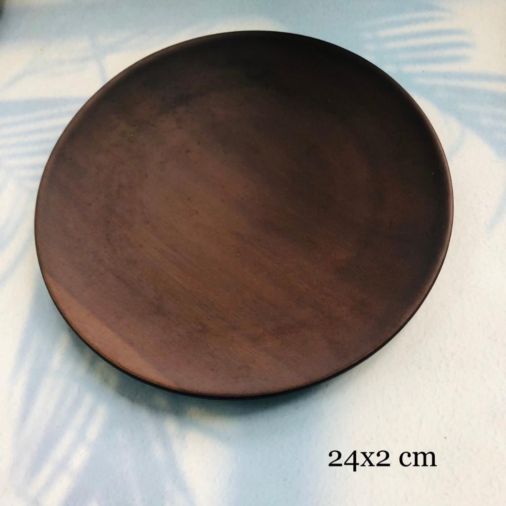 Đĩa/Khay Gỗ Keo Nâu Đen 24x2/22x2 cm, Đĩa Đựng Trái Cây, Thức Ăn, Chụp Ảnh Decor