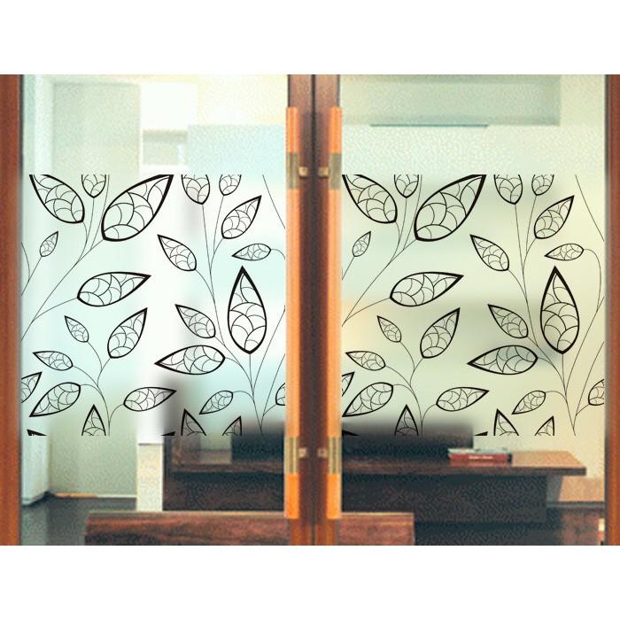 Decal dán kính cao cấp - Lá Viền Đen