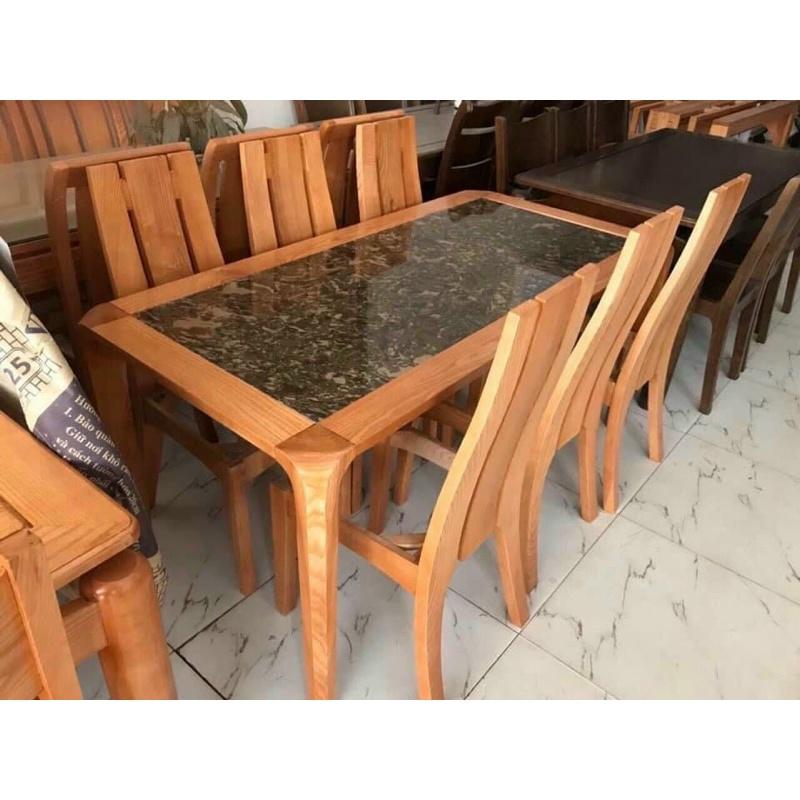 bàn ăn gỗ sồi mặt đá