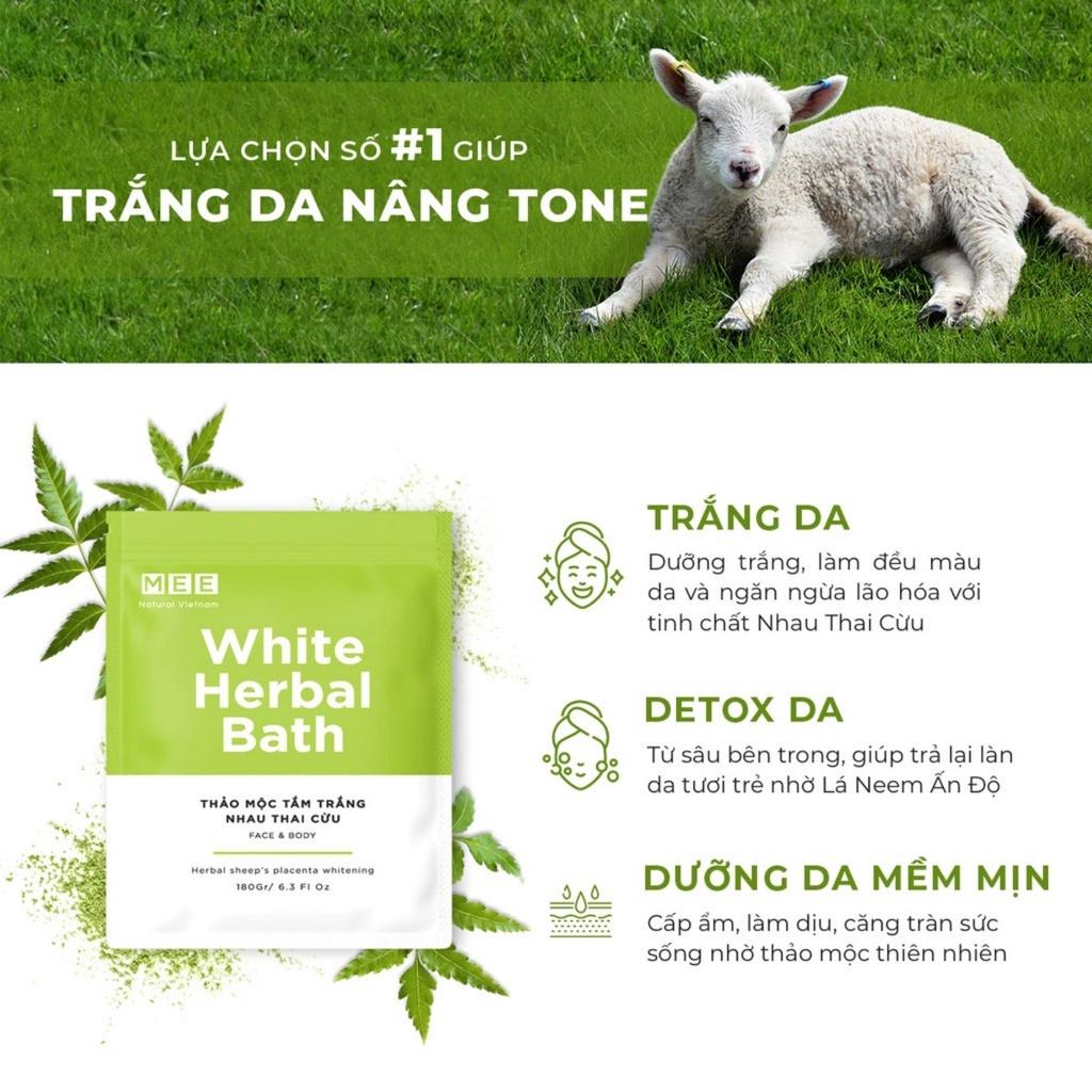 Tắm Trắng Nhau Thai Cừu, Dưỡng Trắng Da Body Thảo Mộc Mee Natural White Herbal Bath 180g
