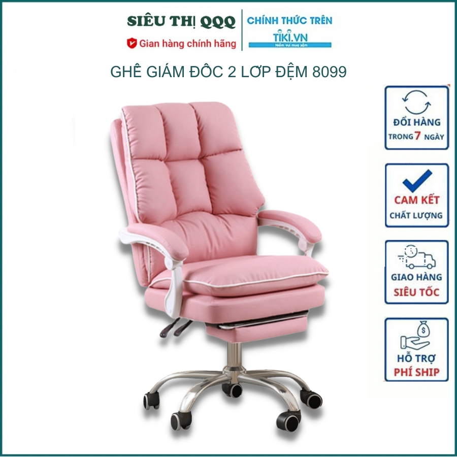 Ghế lãnh đạo văn phòng chân xoay tăng chỉnh chiều cao có gác chân - Hàng chinha hãng
