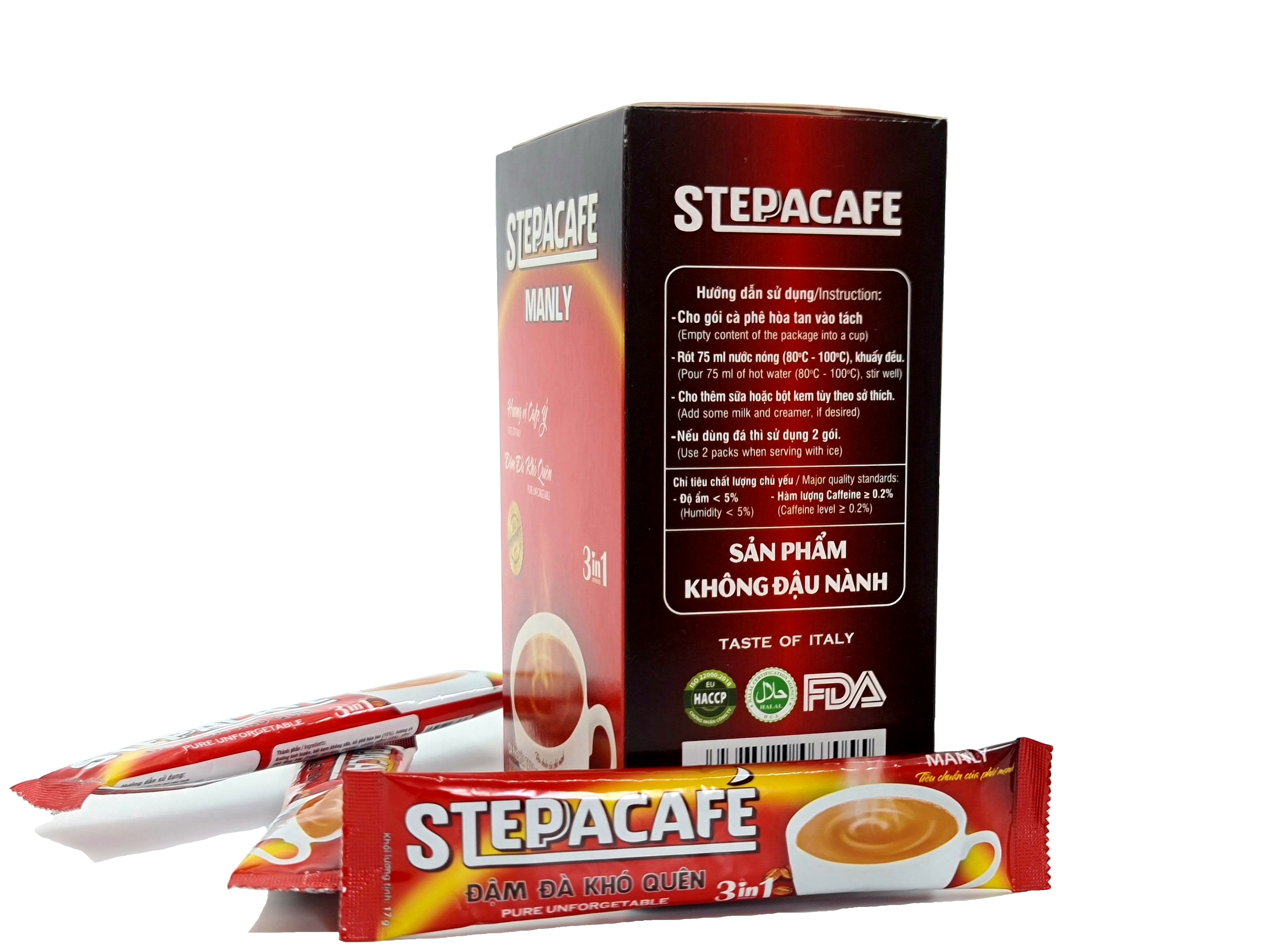 STEPPACAFE-Cà phê sữa hoà tan Manly 3in1 (Hộp 10 gói x 17g)