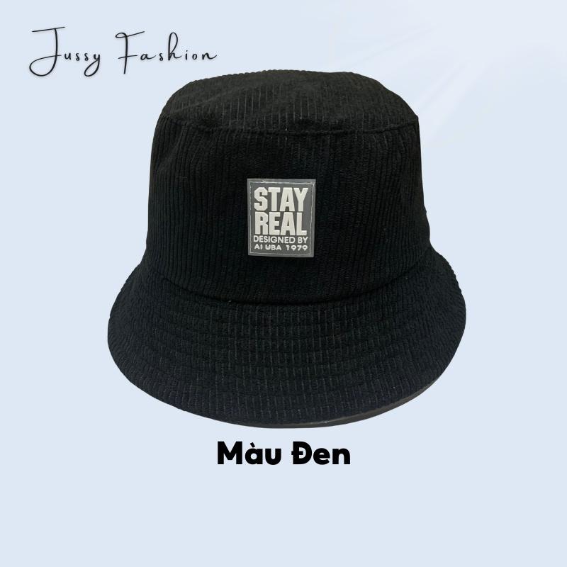 Nón Tai Bèo Nhung Gân Stay Real Jussy Fashion Phong Cách Mũ Bucket Chống Nắng Vành Cụp Unisex Hot Trend