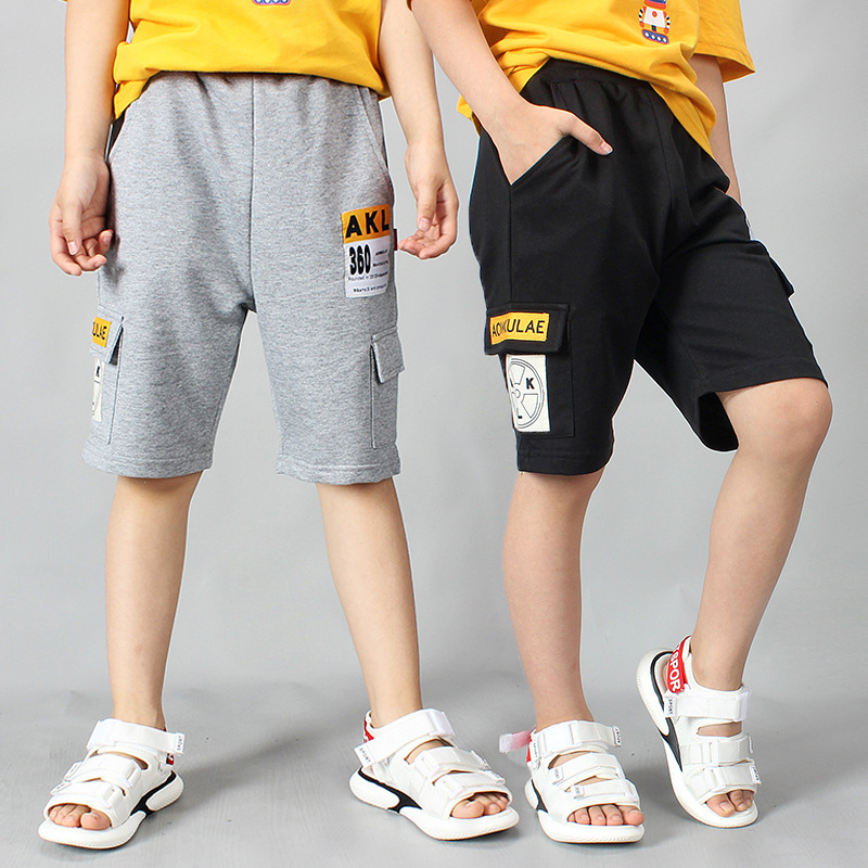 Quần thun trẻ em size đại TrueKids, Quần short thun cho bé trai phối túi nắp bên hông