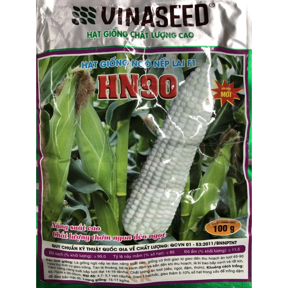 Hạt Giống Ngô Nếp Lai Dẻo Thơm Đều Hạt HN90 200gram