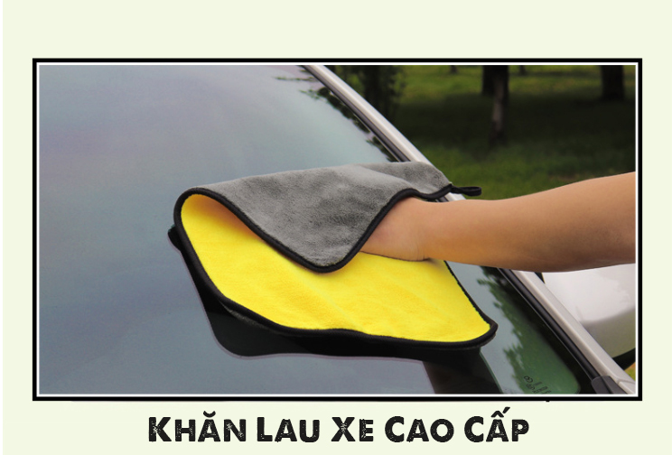 HCM-Khăn Lau Xe Microfiber Chuyên Dụng 2 Lớp Siêu Thấm Vải Mềm Mịn