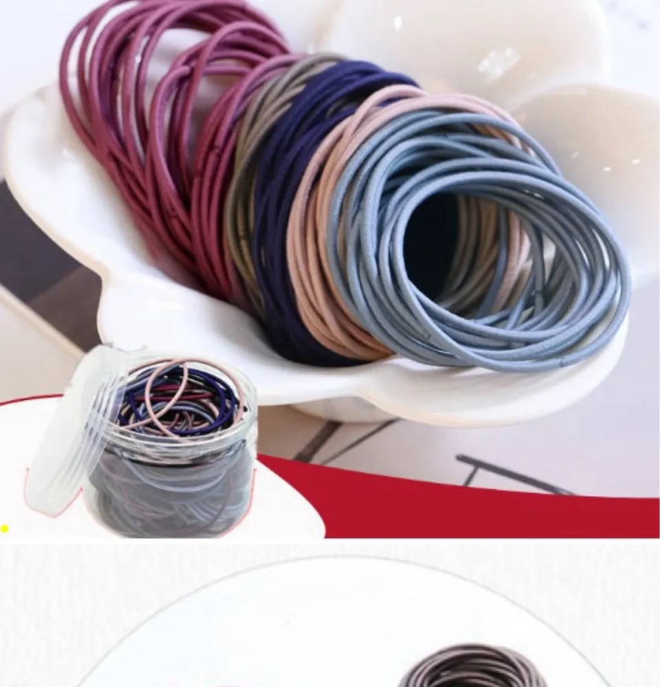 Set 100 chun cột tóc trơn nhiều màu cho bạn gái