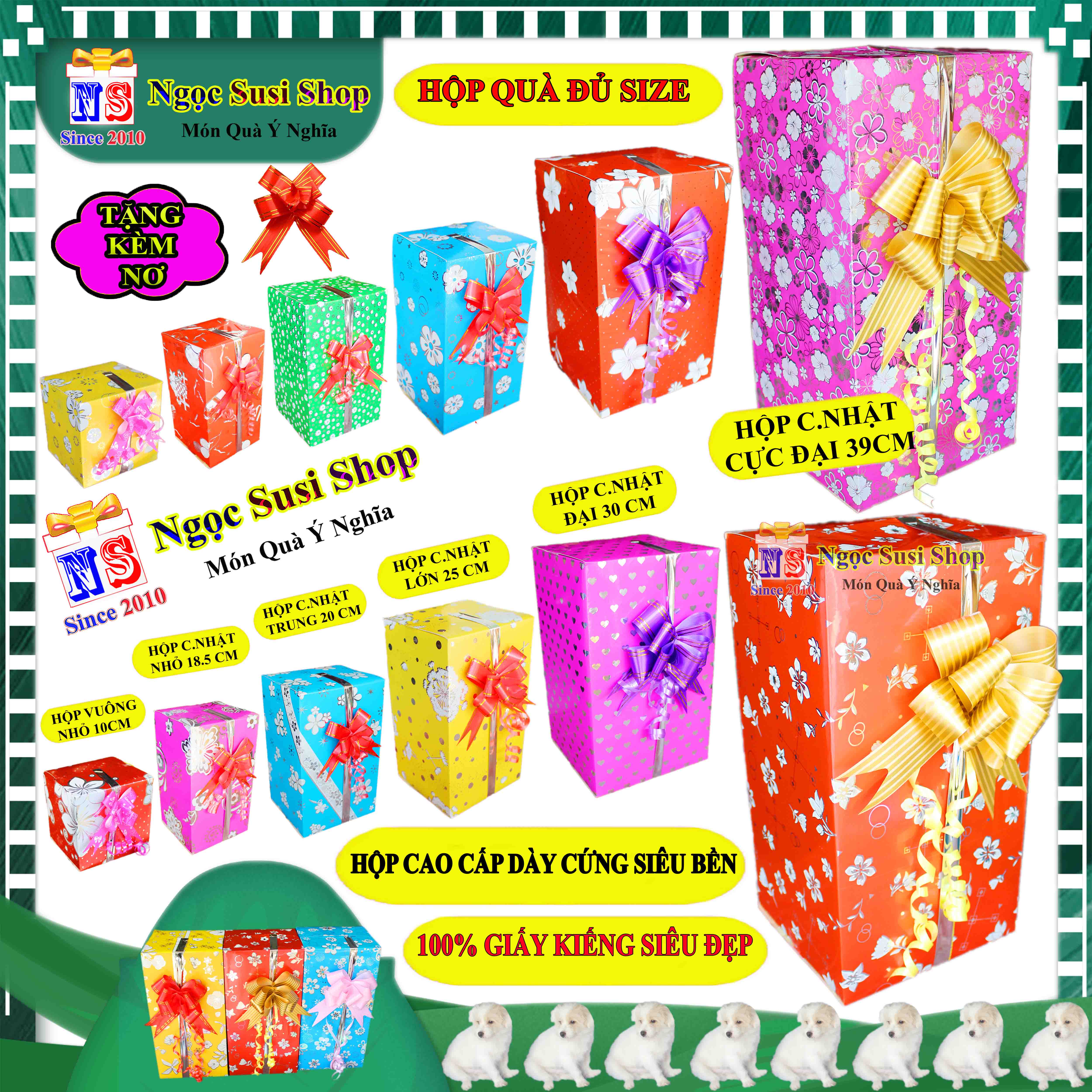 HỘP QUÀ CHỮ NHẬT SIZE CỰC ĐẠI 39CM NGẪU NHIÊN MÀU + TẶNG KÈM NƠ 5CM - HỘP QUÀ TẶNG GIẤY KIẾNG