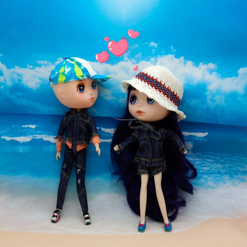2-4pack Stylish Denim Costume Set Tops Coat & Trousers Pants Outfits For Blythe