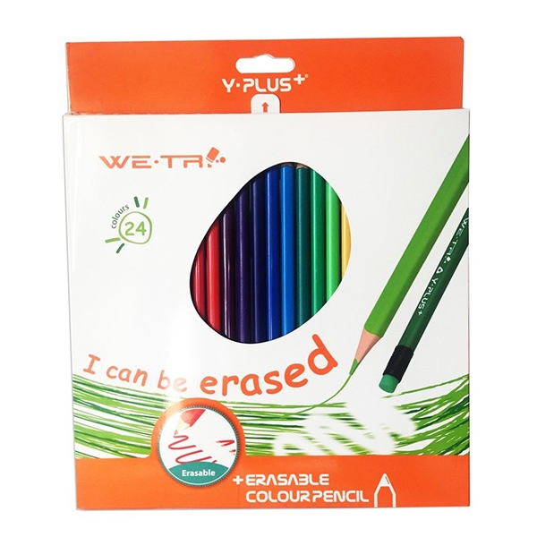 Bút chì màu gỗ We Fish Yplus 24 màu tẩy được TC1802