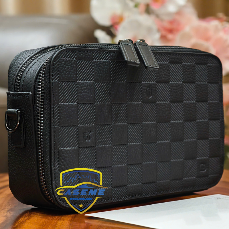 Túi đeo chéo nam WI WU Master da thật khóa vân tay thông minh - Hàng Chính Hãng