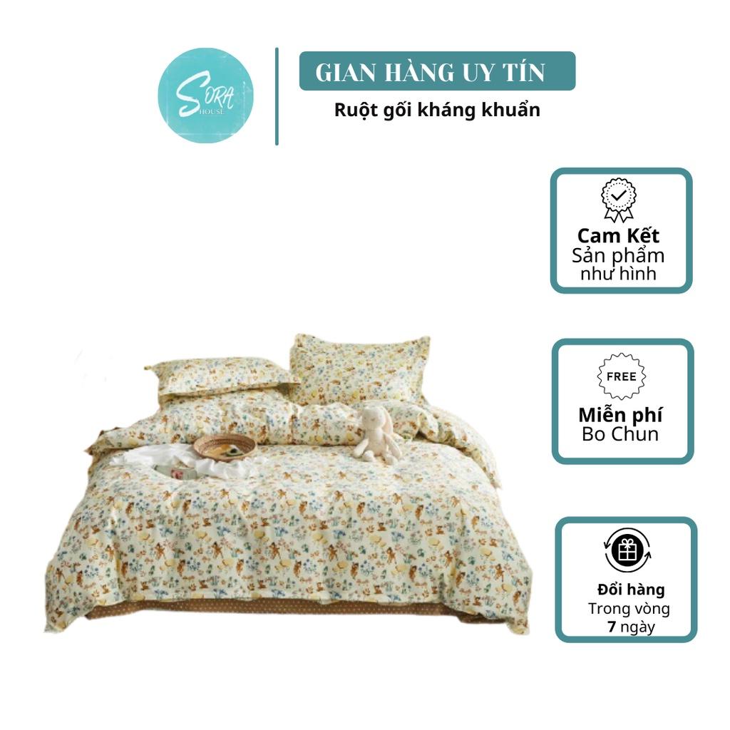 Bộ Chăn Ga Gối Cotton Poly Hoa Nhí Vàng