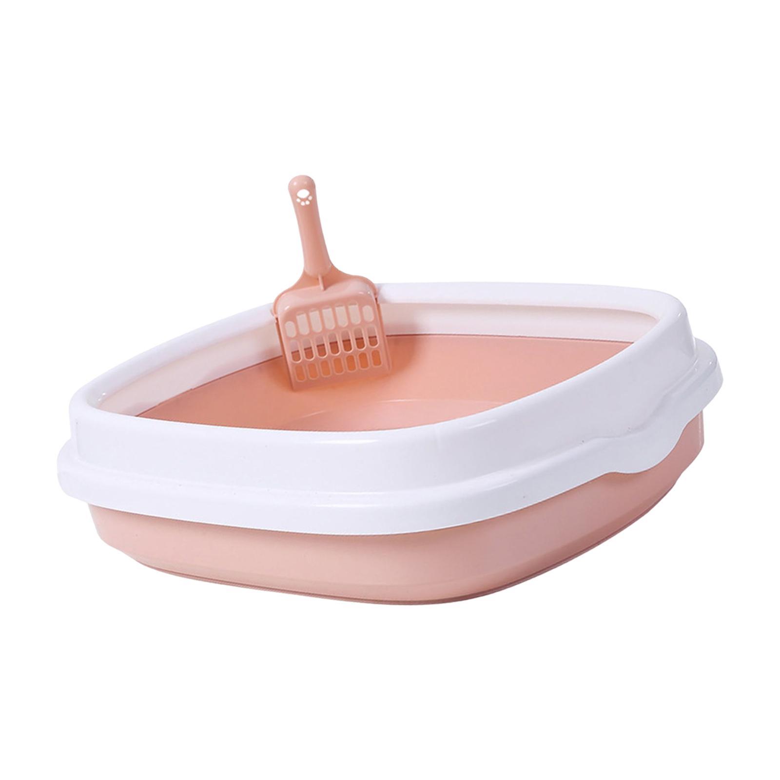Semi Open Kitten Cat Litter Box, Tray Sand Box Detachable with Surrounded Top Frame Toilet for Travel
