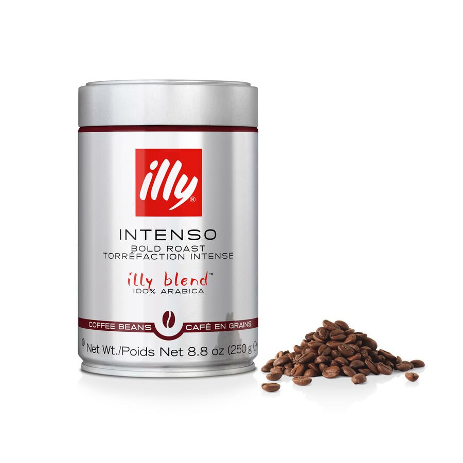 Cà phê Illy Intenso Bold Roast Beans coffee – 250G - Rang đậm có hương vị mãnh liệt, mạnh mẽ và đầy đủ với các nốt ca cao. Dạng hạt hoặc bột pha máy.