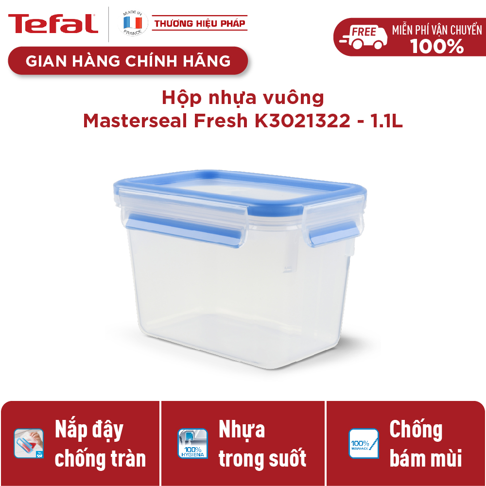 Hộp bảo quản thực phẩm nhựa Tefal Masterseal Fresh 1100ml - Hàng chính hãng