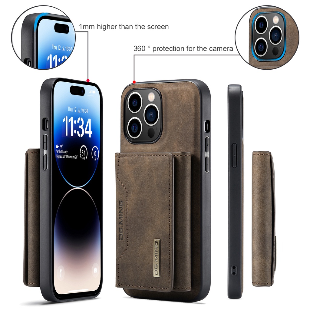Ốp Lưng da tích hợp Ví Tiền cho 14 Pro cao cấp