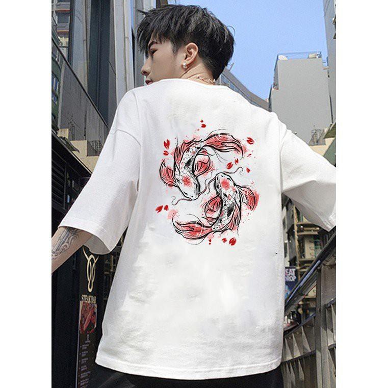 Áo thun unisex form rộng in hình cá chép cực đẹp